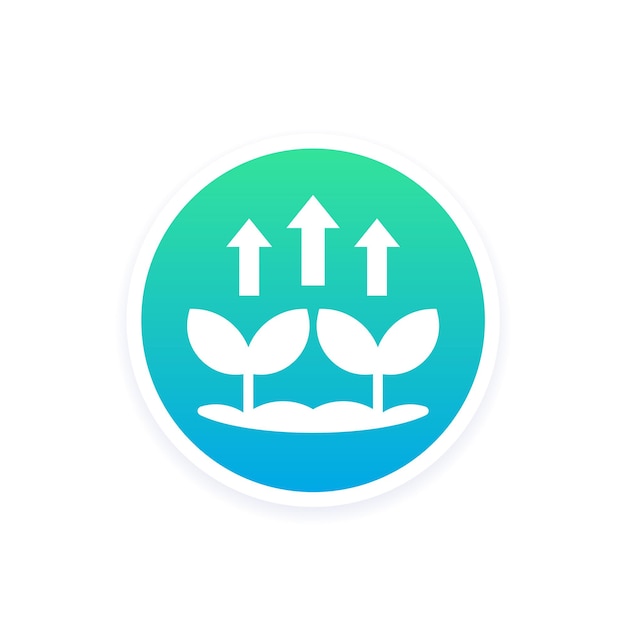 Vector increase plant growth round icon vector