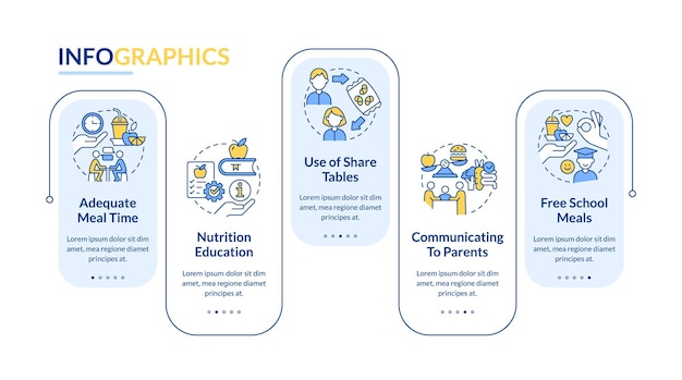 学校給食への参加を増やす長方形インフォグラフィック テンプレート