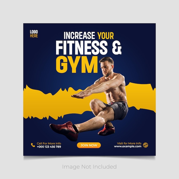 Increase your gym and fitness social media post template