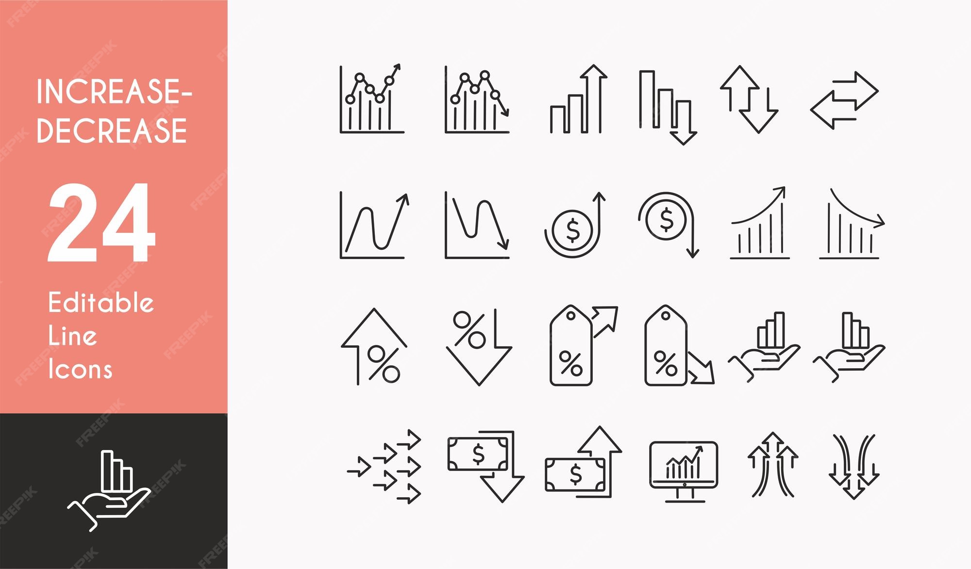 Premium Vector | Increasedecrease concepts outline icons set