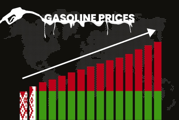 Increasing of gasoline prices in Belarus bar chart graph rising values news banner idea