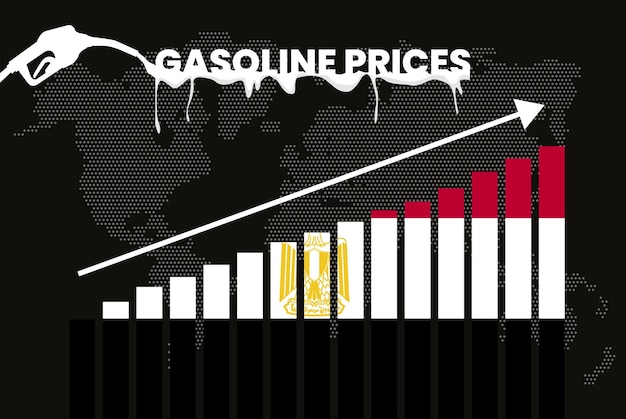 Increasing of gasoline prices in egypt bar chart graph rising values news banner idea