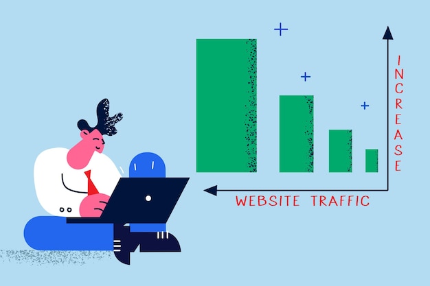 Increasing website traffic in business concept