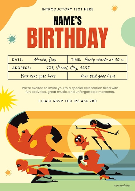 The Incredibles Birthday Invitation