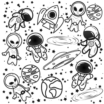 Desenho para colorir kawaii doodle cartoon planet