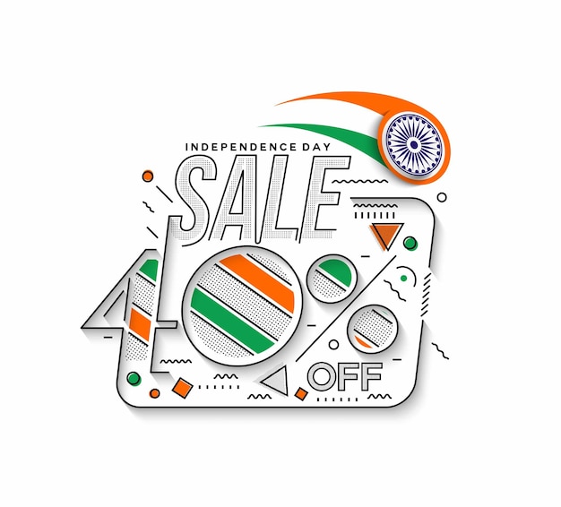 Independence day 40% off sale discount banner. discount offer price. vector modern banner illustration.