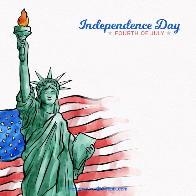 Independence day of 4th of july background in watercolor style