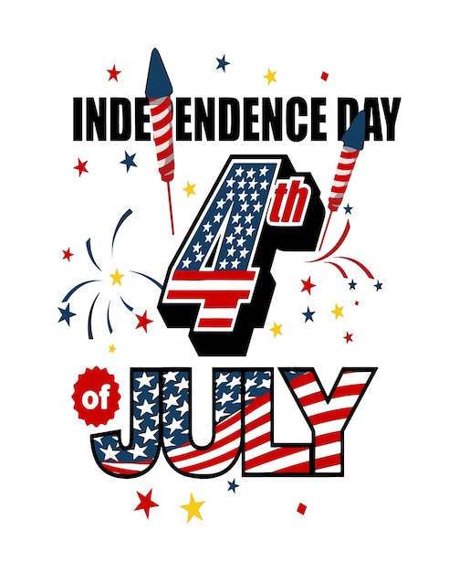 Vector independence day 4th july design typography vector design text illustration poster banner flyer post