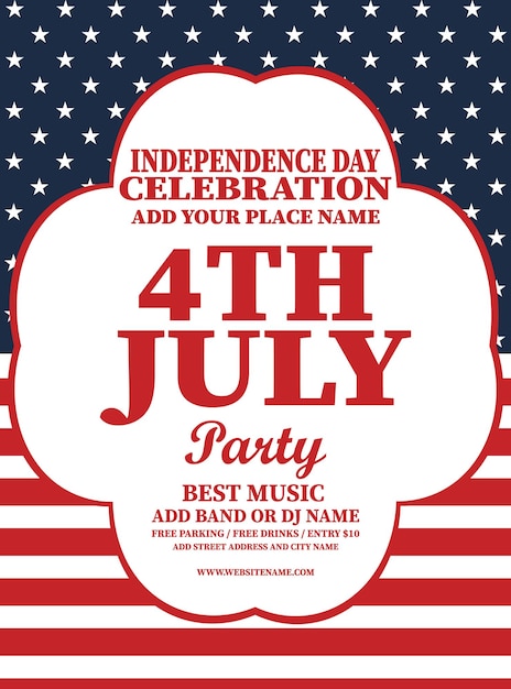 Independence day 4th of july party celebration poster flyer social media post design