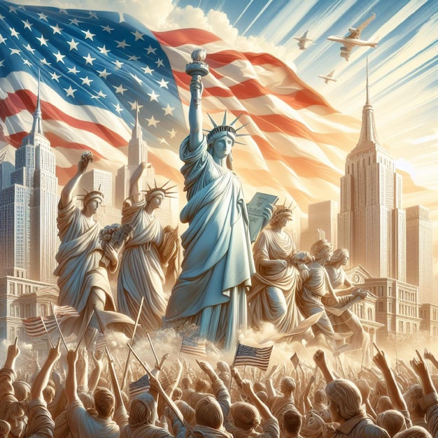 День независимости американский флаг свобода фейерверк барбекю красный белый и синий 4 июля парад