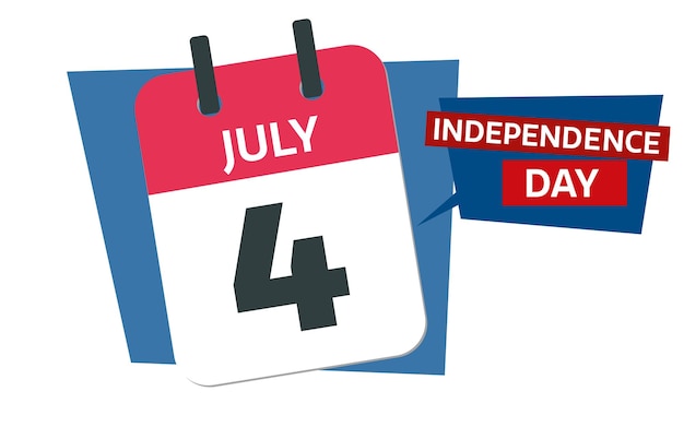 Vettore data del calendario del giorno dell'indipendenza 4 luglio
