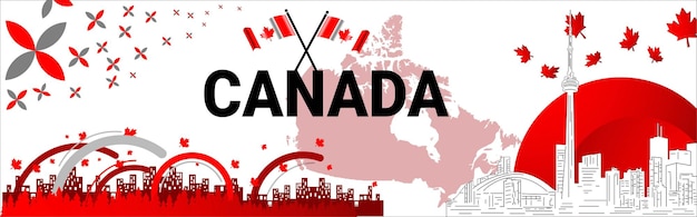 Vettore giorno dell'indipendenza del canada banner design vector disegno astratto retrò con la bandiera canadese