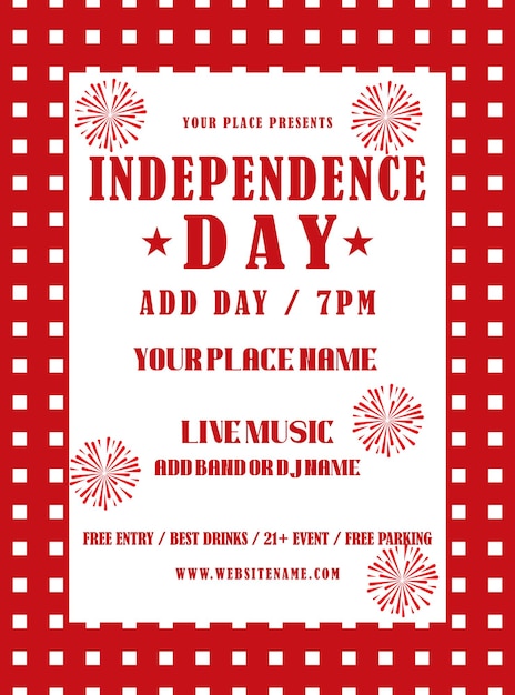 Independence day fourth of July party flyer poster social media post design