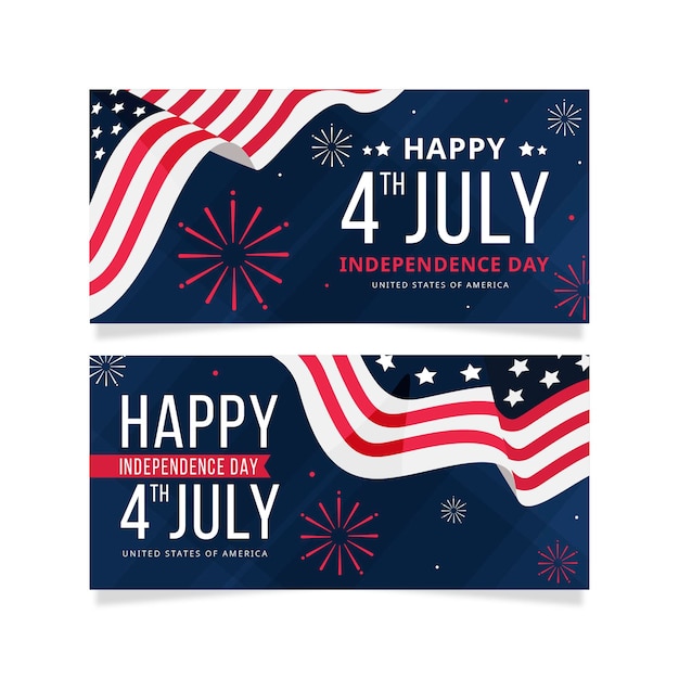 Vector independence day horizontal banners