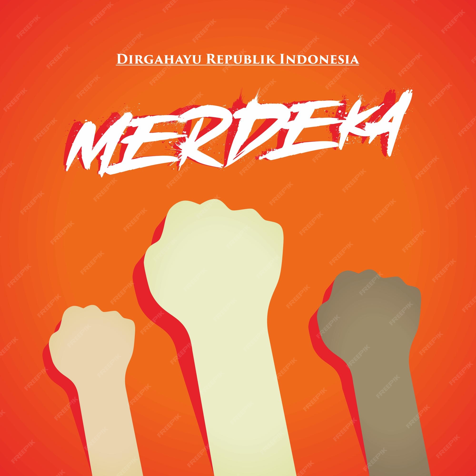 Premium Vector | Independence day indonesia merdeka hand