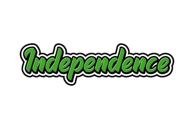 Independence day lettering on white backgroundtext effect