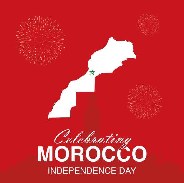 Vector independence day of morocco with map