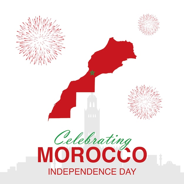 Independence day of Morocco with map