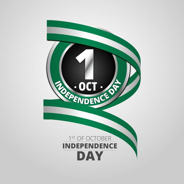 Independence day of Nigeria badge with waving flag