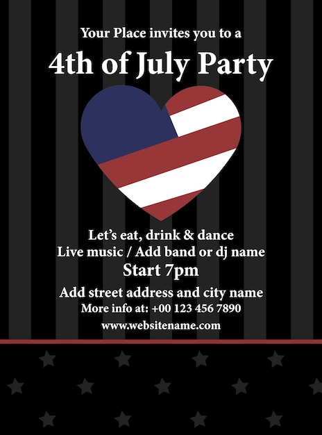 Independence day party poster flyer social media post design