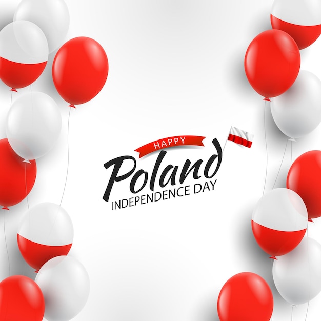 Independence day of poland background with balloons