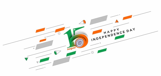 Manifesto del giorno dell'indipendenza. illustrazione moderna della bandiera di vettore del 15 agosto.