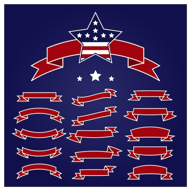 Vector independence day ribbon set