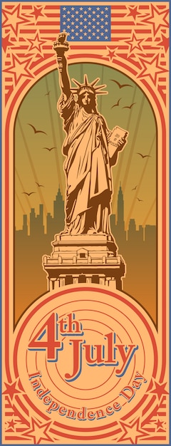 Vector independence day, statue of liberty, holiday, vector