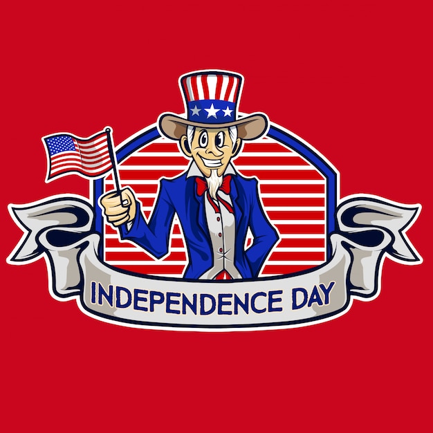 День независимости дядя Сэм мультфильм вектор