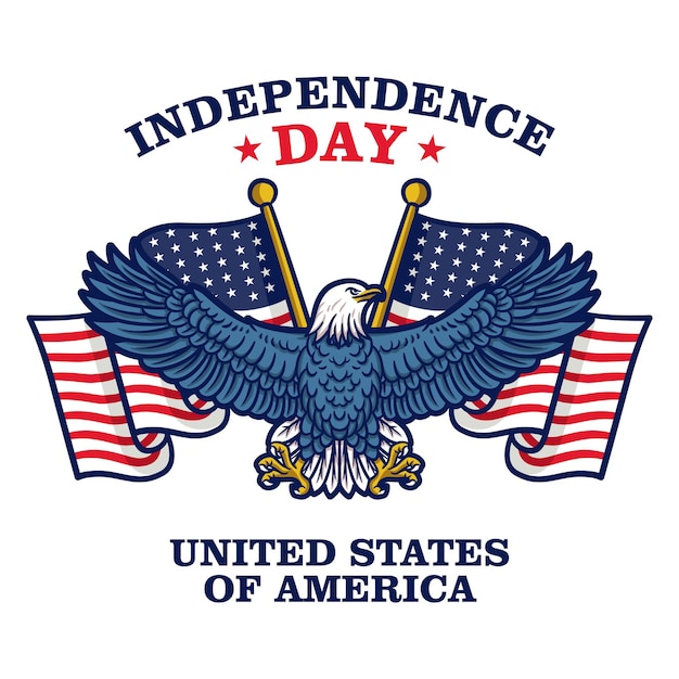 Independence Day Of United States Of America. American Flag With Eagle.