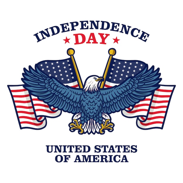 Independence day of united states of america. american flag with eagle.