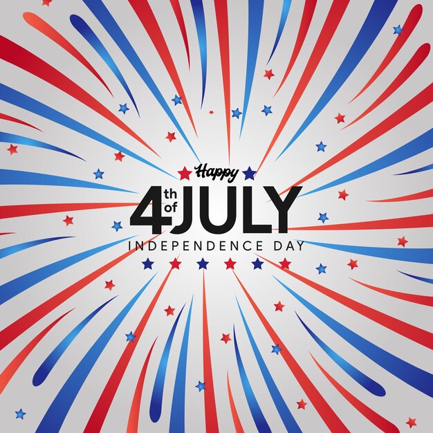 アメリカの独立記念日。 7月4日アメリカの自由カラフルな青、白、赤の花火