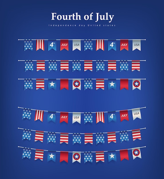 Independence day usa buntings 4th of july celebration flags garlands