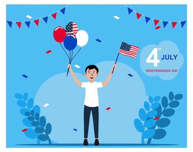 Independence day of usa flat illustration