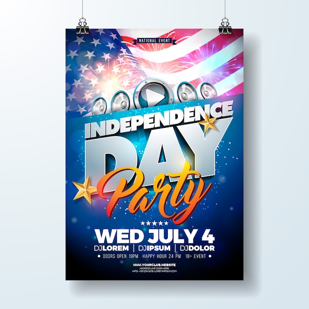 Vector independence day of the usa party flyer illustration
