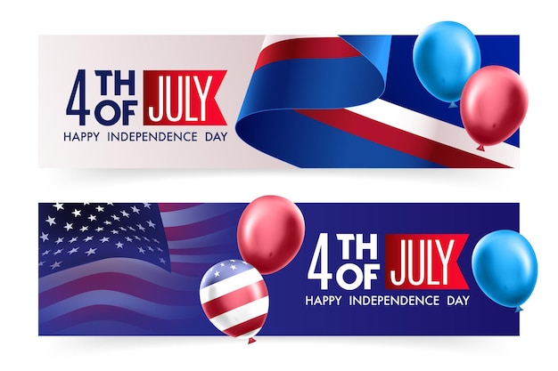 Independence day usa promotion banner template american balloons flag decor