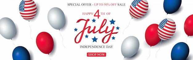Independence day USA sale vector banner 