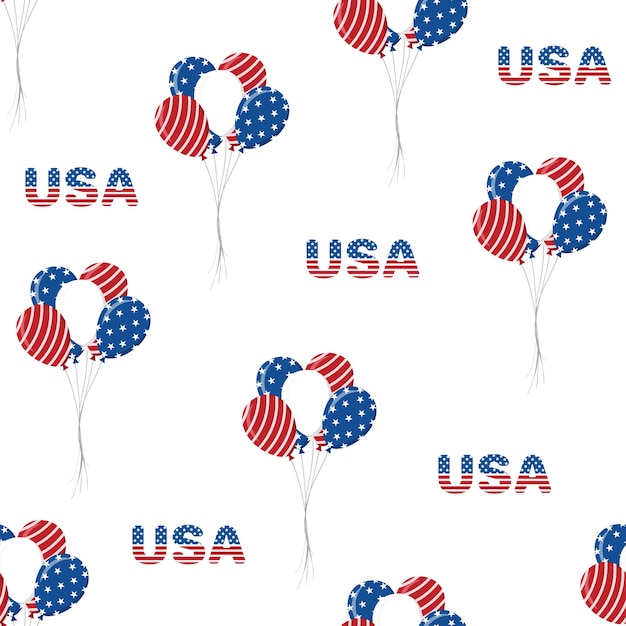 Independence Day of USA Seamless pattern with balloons