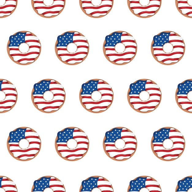 Independence day of usa seamless pattern with donuts