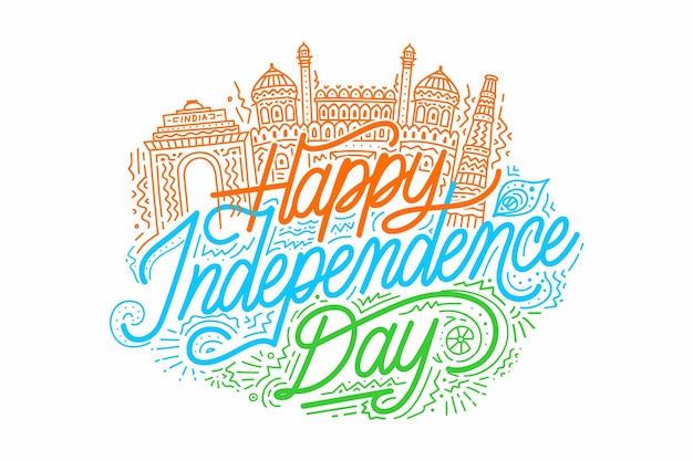 Independence day vector with monument illustration