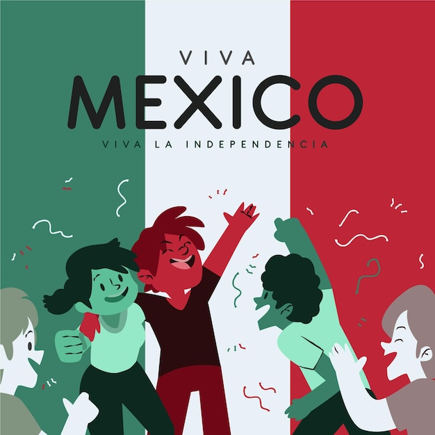 사람과 국기와 함께 Independencia De México