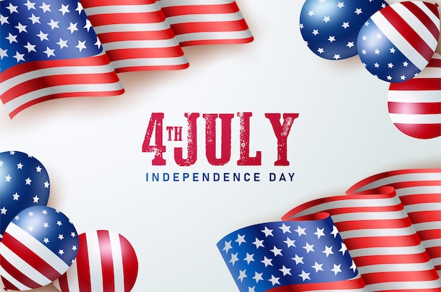 independent america day of 4 july with america flag and balloon.