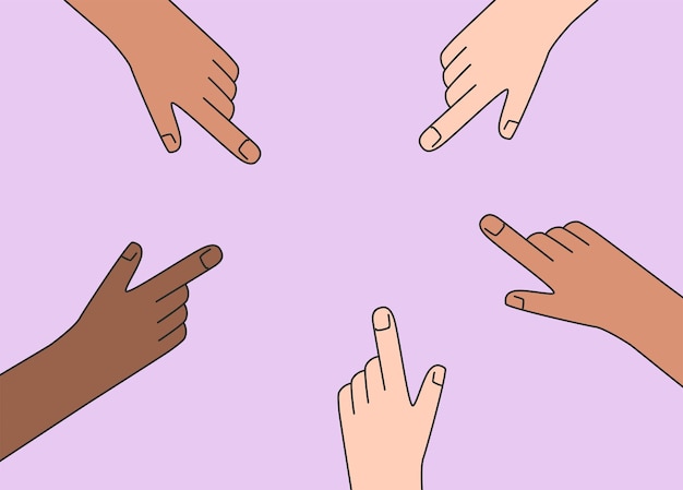 index fingers point to the center vector illustration attract attention