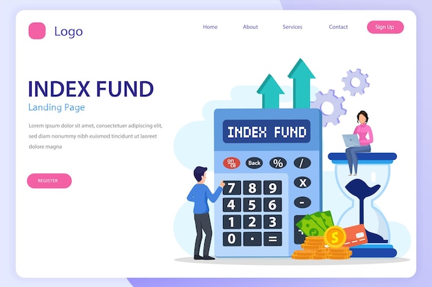 Index fund concept landing page website flat vector template