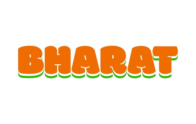 India Bharat text in Indian flag colors Bharat lettering in national flag colors