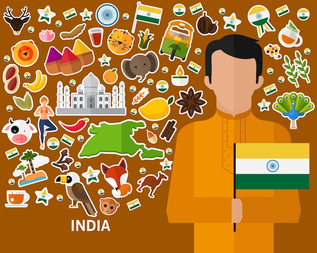 Vector india concept background .flat icons