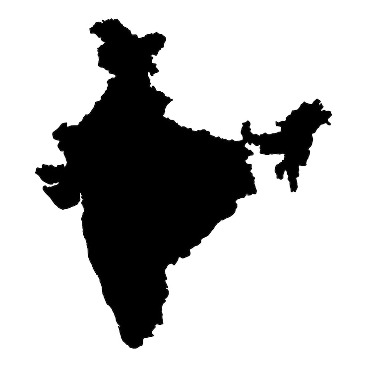 Vector india country map black silhouette vector graphic