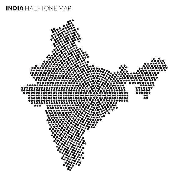 Mappa del paese dell'india realizzata con motivo a mezzitoni radiali