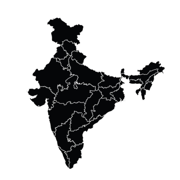 India country map vector with regional areas