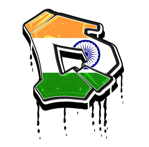 India D hand Lettering Graffiti vector sjabloon